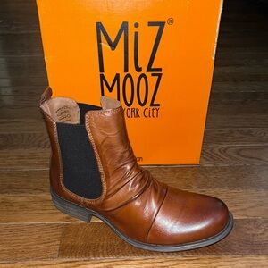Miz Mooz Lissie Made in Portugal Leather Booties Brandy Brown Women’s Size 6
